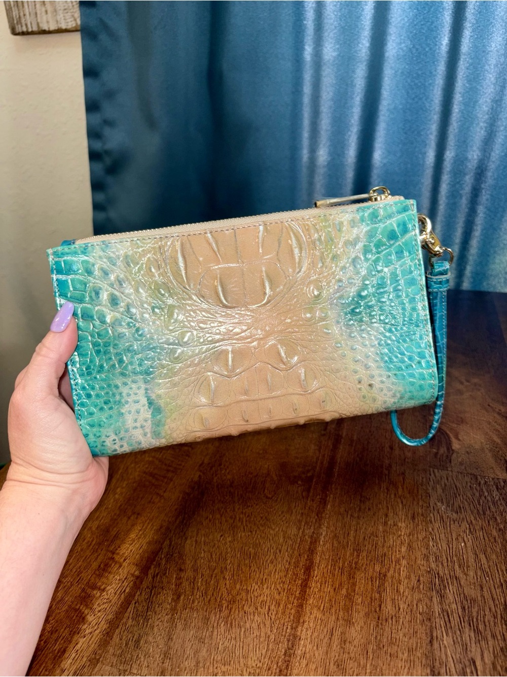 Brahmin EUC Daisy - Ocean Ombré - Perfect EYE - VERY HTF, RARE - Clutch/Wristlet - Picture 15 of 16